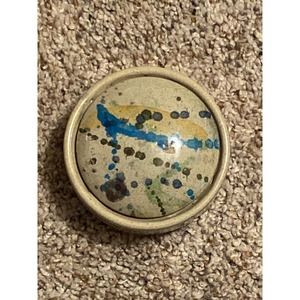 Vintage Trinket Dish Signed MM Portugal Redware paint splatter